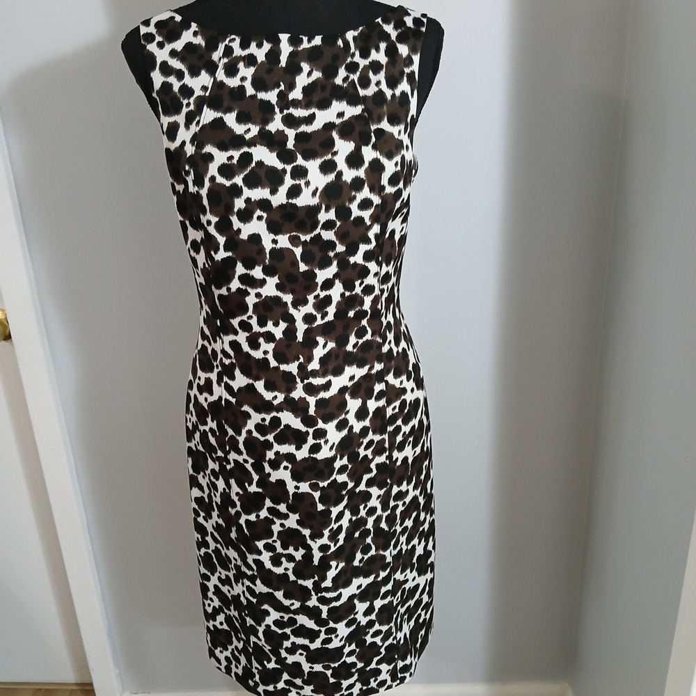 Ann Taylor Dress Sz8 Leopard Print  Sleeveless Lined Special Event Party Classy